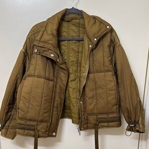 Zara Green Quilted Puffer Jacket
